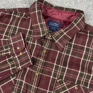 John Blair Flannel Shirt Mens‎ 3XL Tall Plaid Button Up Lined Heavy Flannel Red
